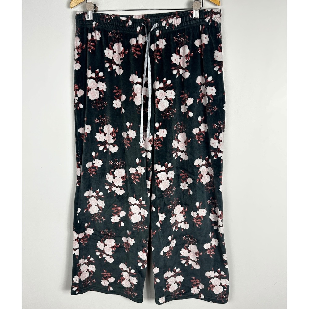 Daniel‎ Buchler Fleece Wide Leg Pants Mens Size XL Floral Print Drawstring Cozy